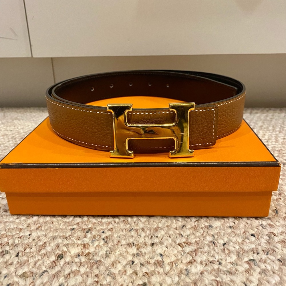 H belt buckle & Reversible leather strap 32 mm
